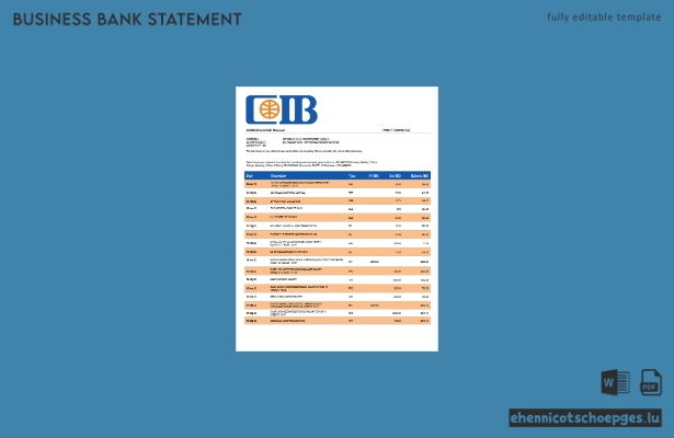 CIB Bank Firmenkontoauszug – Beispielansicht (Word und PDF)